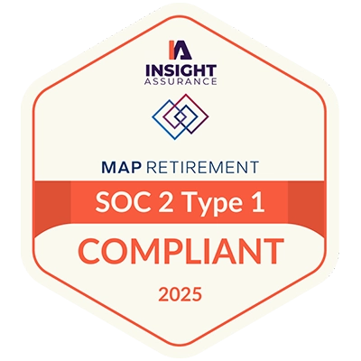 MAP Retirement SOC 2 Type 1 Compliant Badge 2025